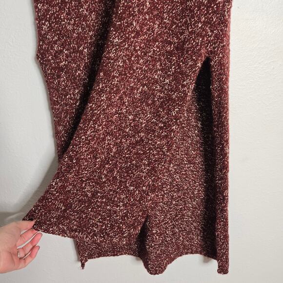 Anthropologie Wool Blend Knit Maxi Turtleneck Tank Sweater Tunic Size S Burgundy - Picture 8 of 13